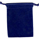 3" x 4" Blue velour drawstring pouch.
