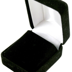 Black lapel pin box with white satin lining
